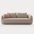 Curved Boucle 3-Seater Sofa – Warm Sand