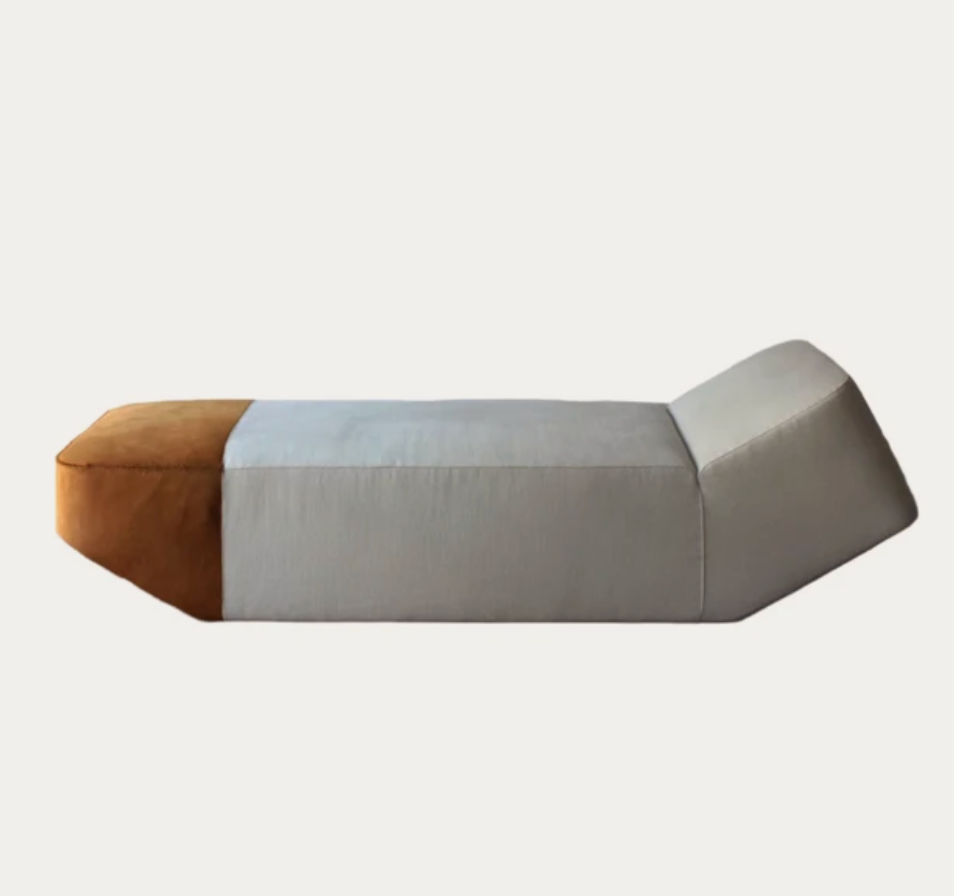 Geometric Two-Tone Chaise Daybed – Grey & Caramel